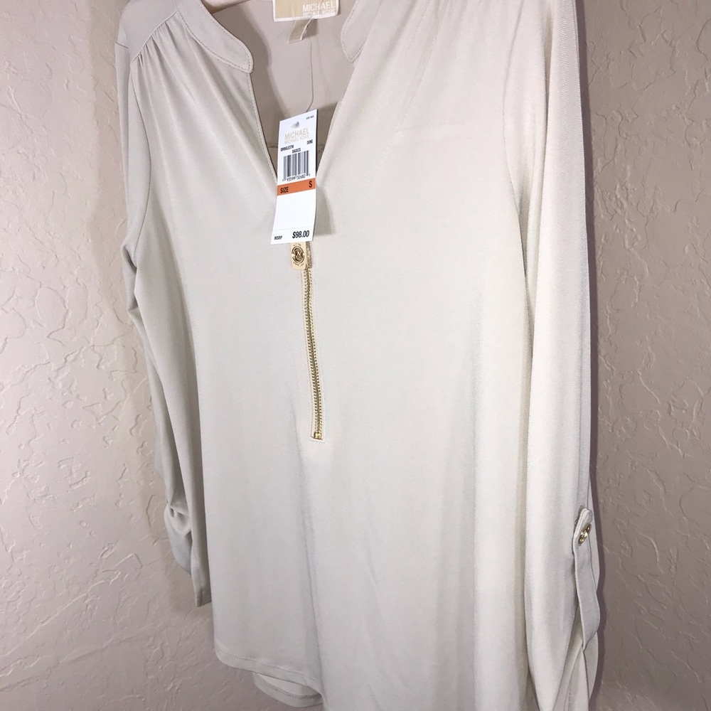 Michael Kors zipper-down blouse, dune. NWT, S - Picture 4 of 7
